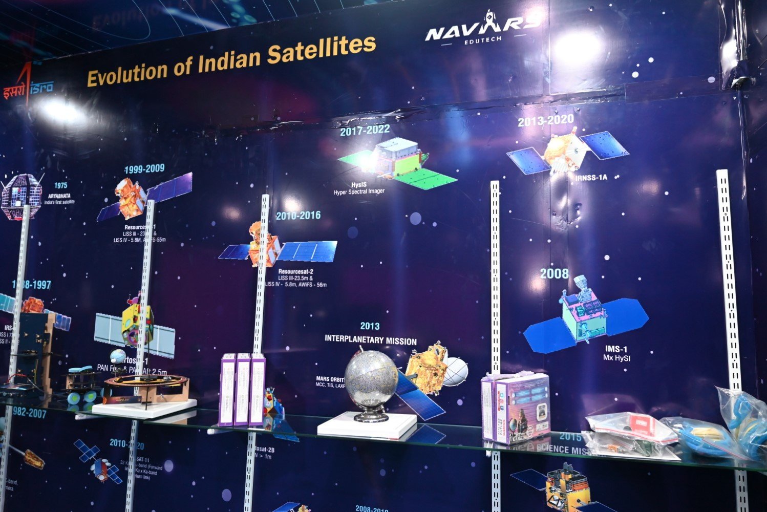 Satellite exhibits in the school Space Lab
